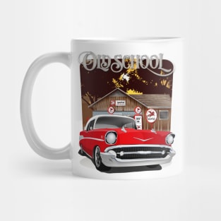 1957 Red and White Old School Chevy Bel Air Mug